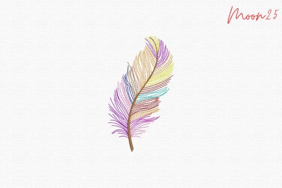 Colorful Boho Feather Linework Stitch