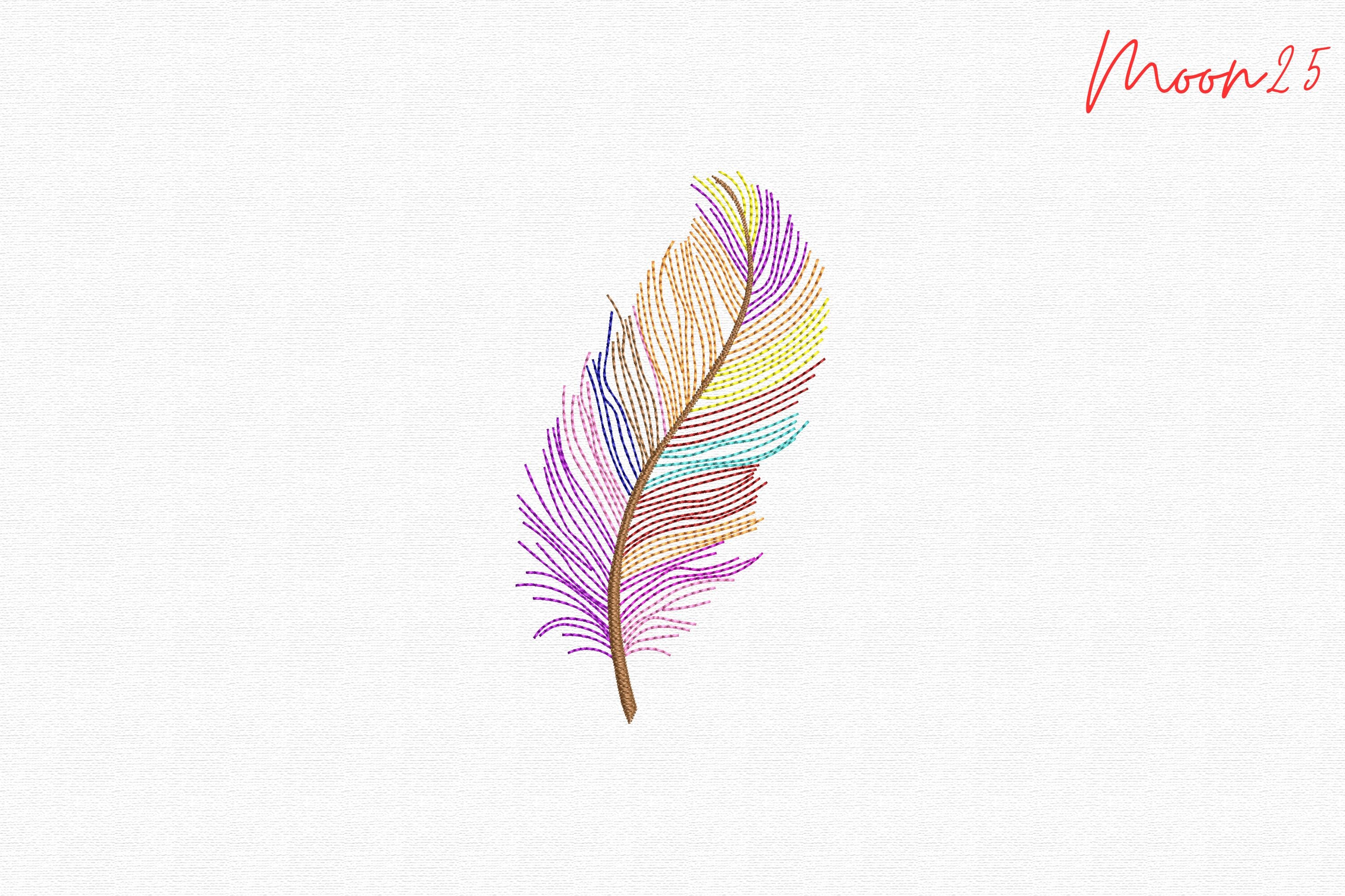 Colorful Boho Feather Linework Stitch