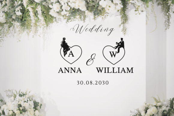 Couple Love Monogram Font PNG with transparent background - Preview 2