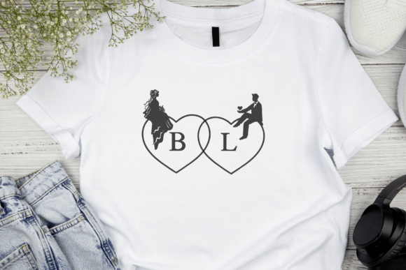 Couple Love Monogram Font PNG with transparent background - Preview 4