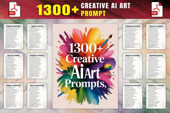 🎨 Creative 1300 AI Art Prompts Grafika Wnętrza KDP Przez Creative Space