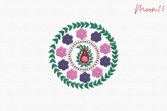 Floral Mandala Wreath Paisley Stitch Art