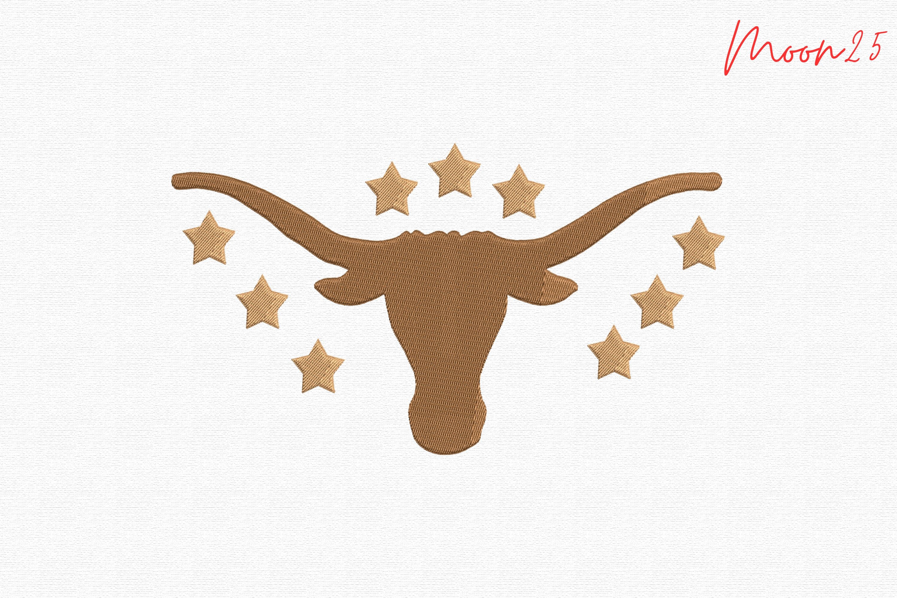 Longhorn Steer Head with Western Stars