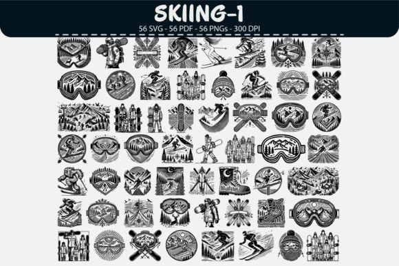 Skiing Vector Clipart – 64 Designs