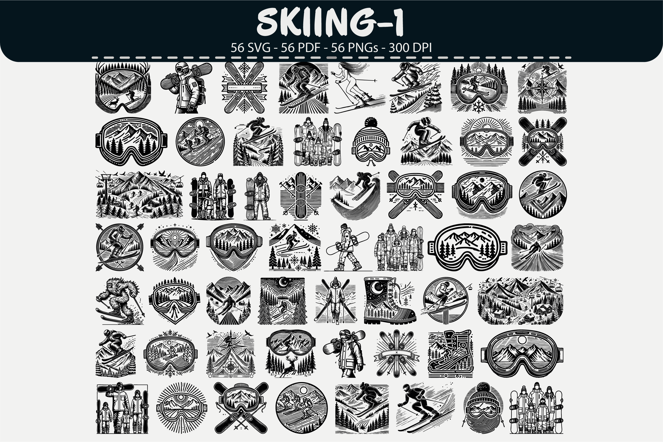 Skiing Vector Clipart – 64 Designs