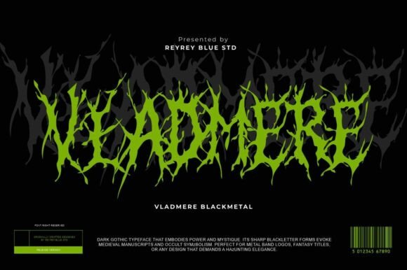 Preview specimen of Vladmere blackletter font