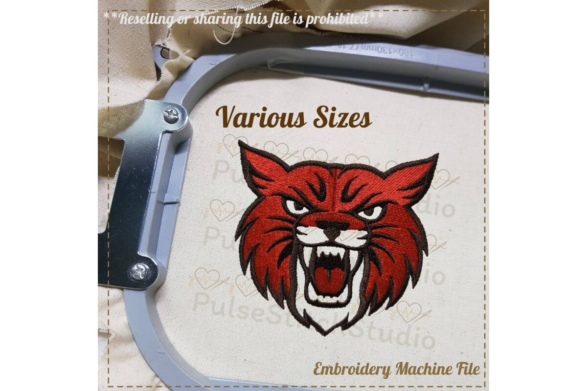 Wildcat Outline Embroidery Design