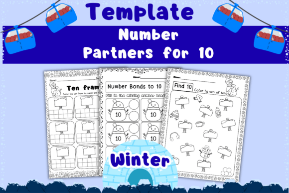 Winter Template Number Partners for 10