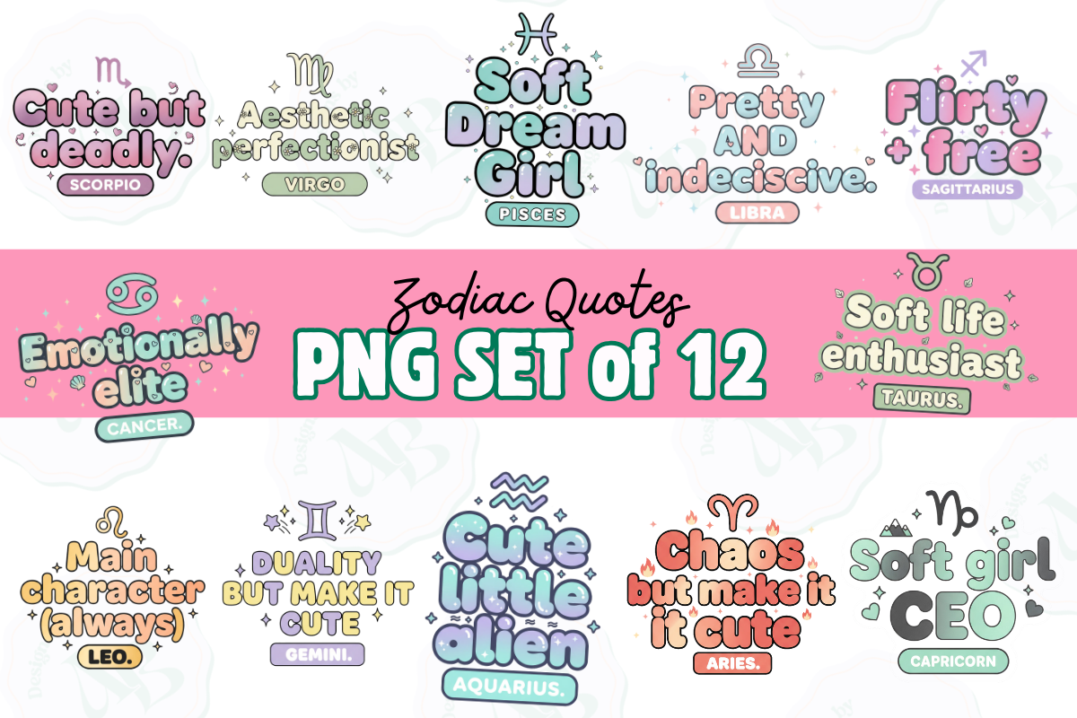 Zodiac Sign Quotes PNG Collection