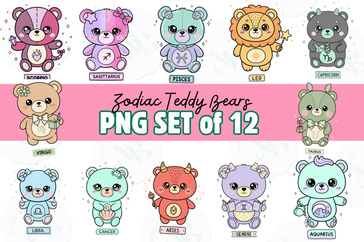 Zodiac Teddy Bears Clip Art Collection