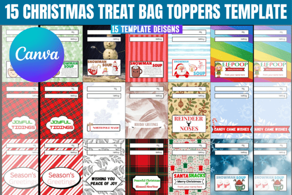 15 Christmas Treat Bag Toppers Template
