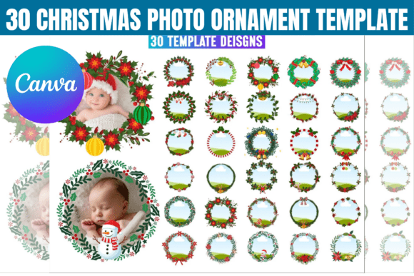 Christmas photo ornament Canva templates for personalized holiday designs