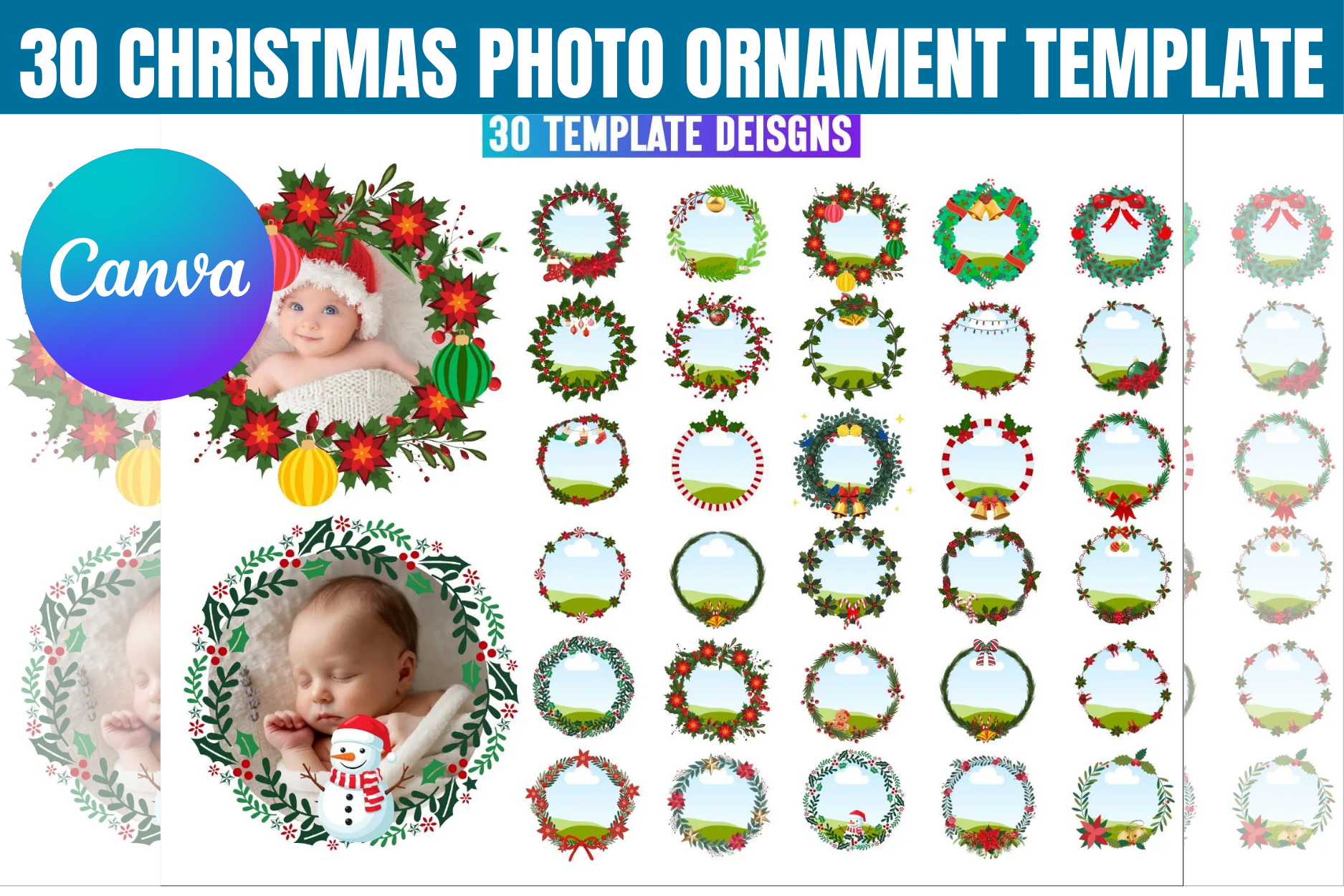 30 Christmas Photo Ornament Template