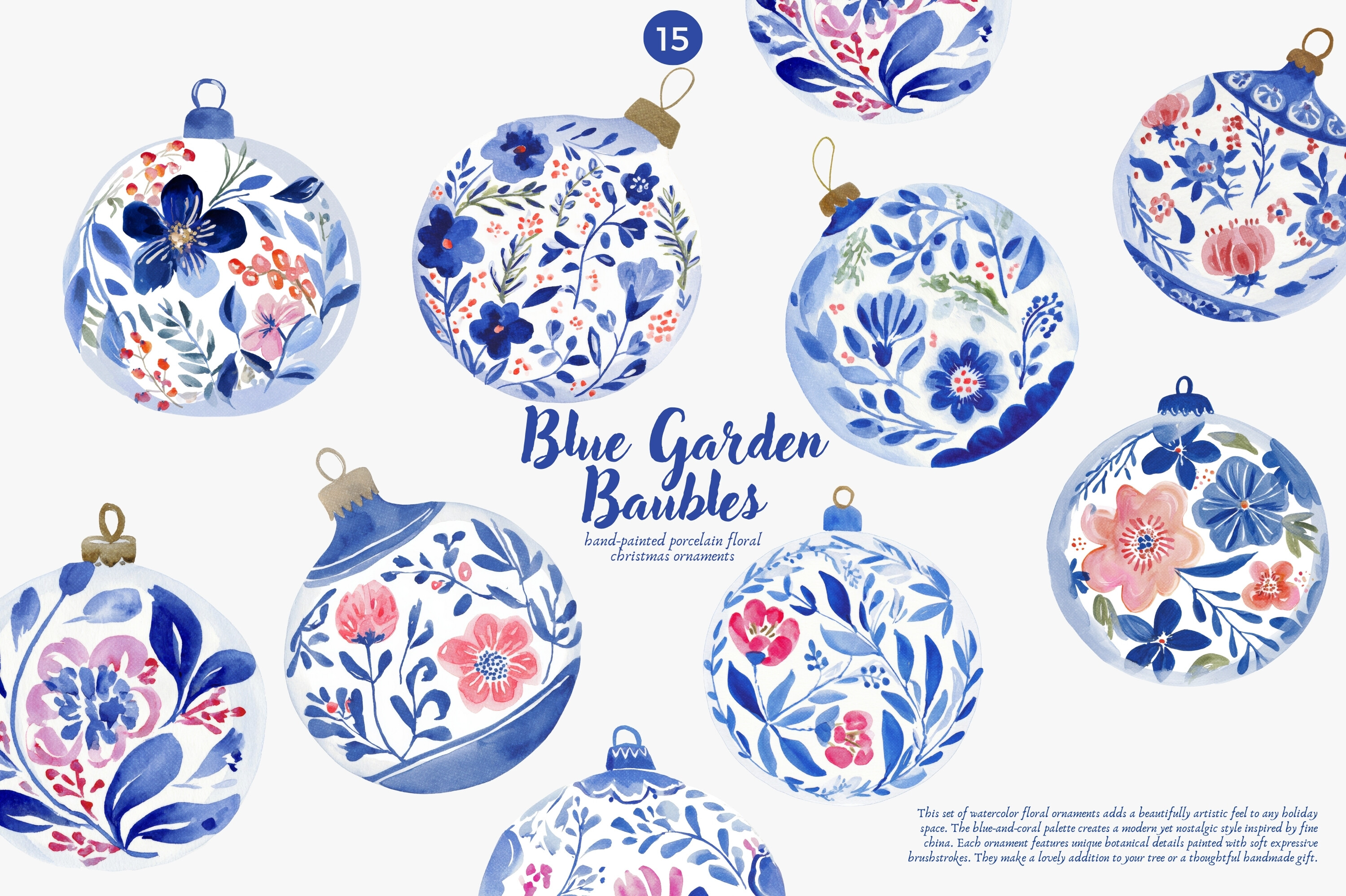 Blue Garden Baubles Clipart Collection - photo 1
