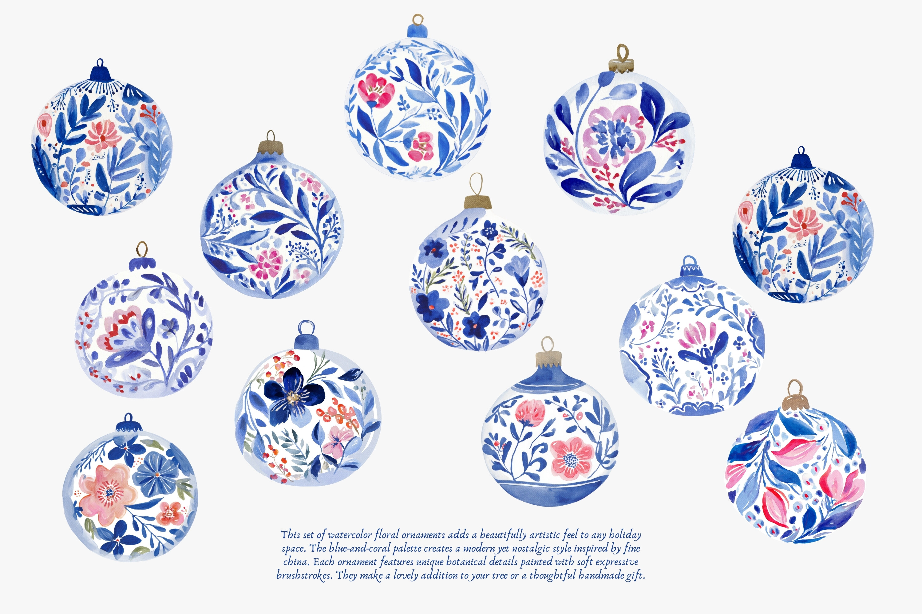 Blue Garden Baubles Clipart Collection - photo 2