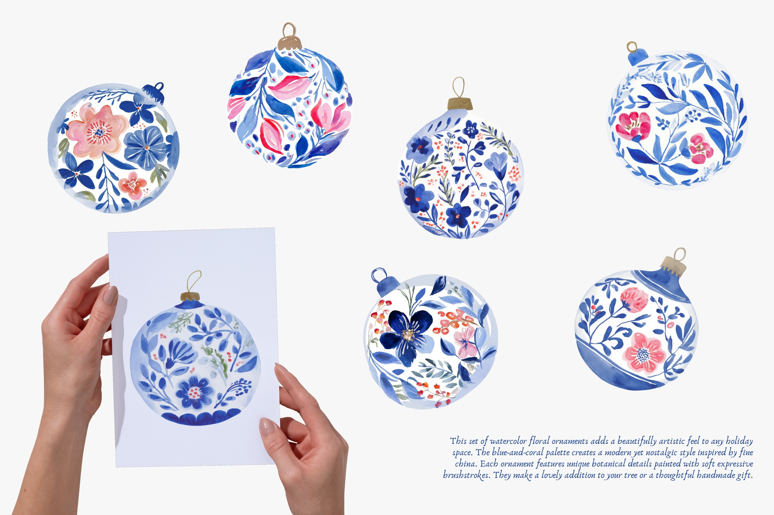 Blue Garden Baubles Clipart Collection - photo 3