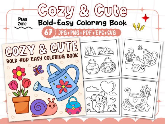 Bold and Easy Cozy & Cute Coloring Book