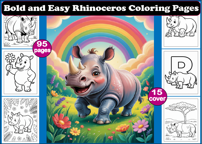 Bold and Easy Rhinoceros Coloring Pages