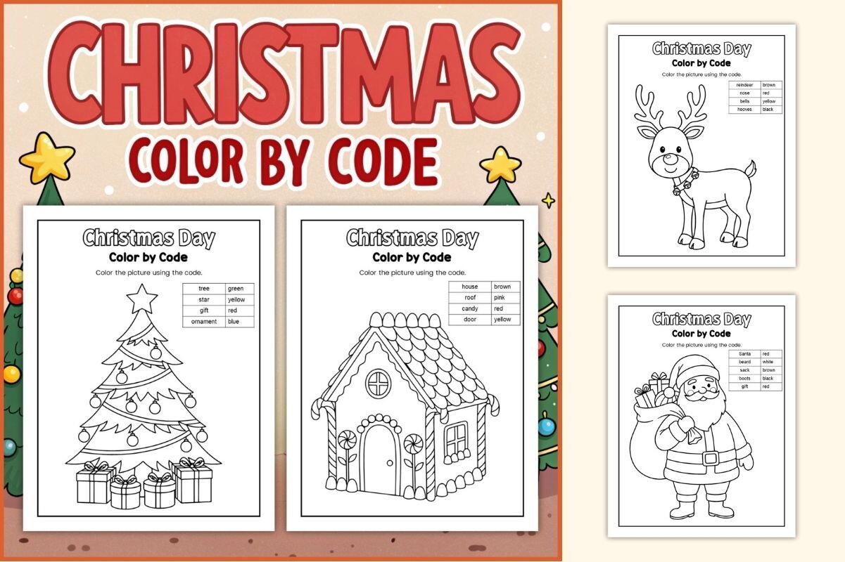 Christmas Color by Code Worksheets