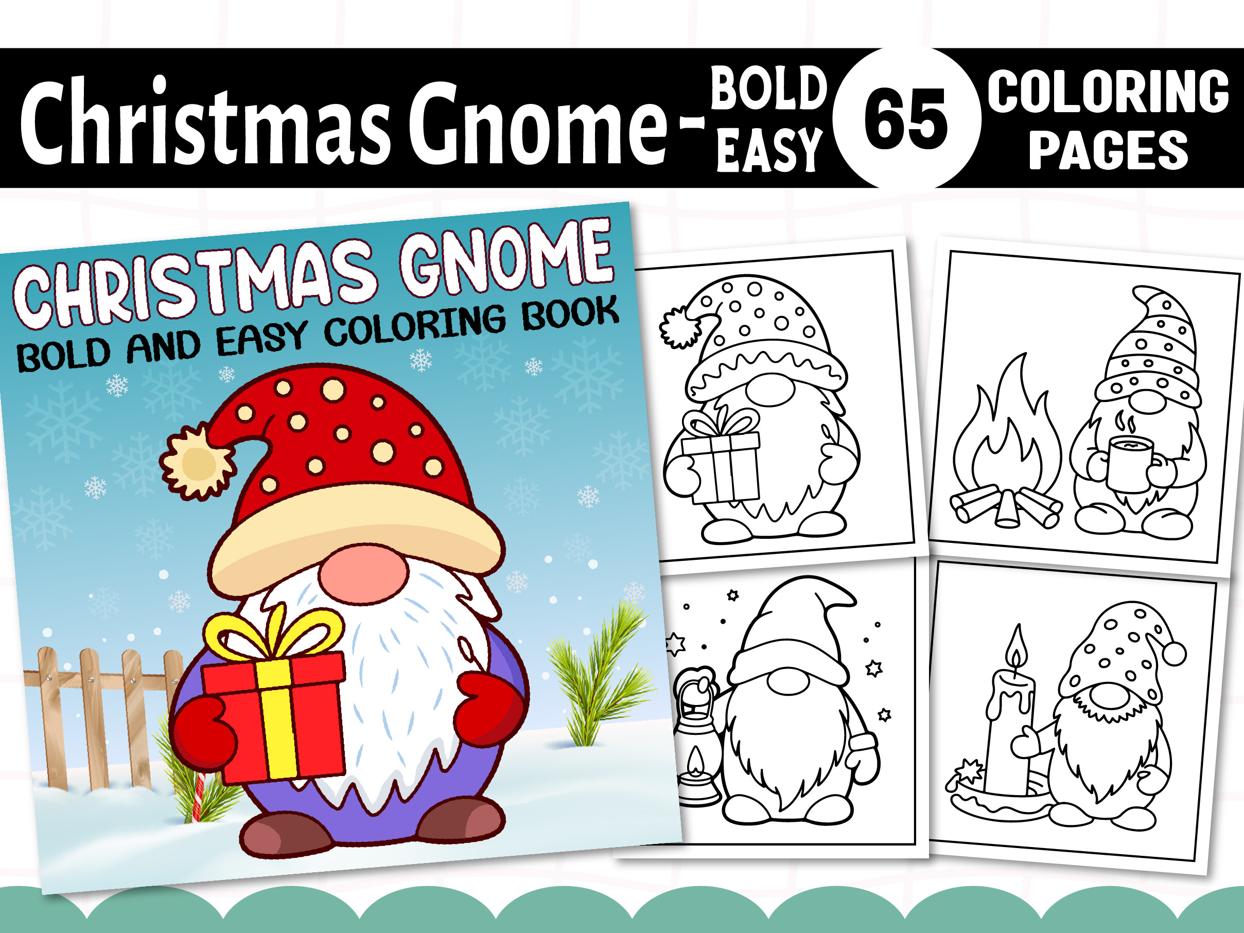 Christmas Gnome Coloring Pages Bold Easy