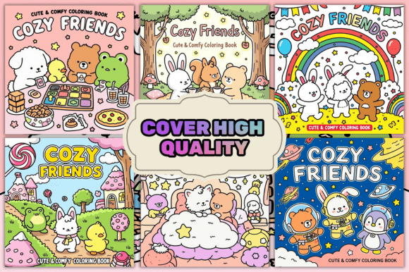 Preview of Cozy Friends Cute & Comfy Coloring Pages adult coloring pages