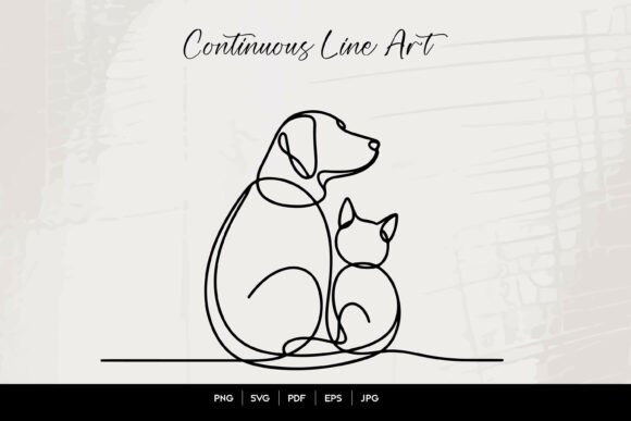 Dog and Cat Line Art