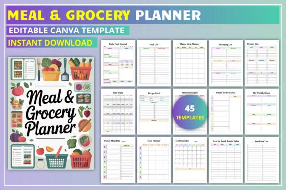 Editable Meal and Grocery Planner