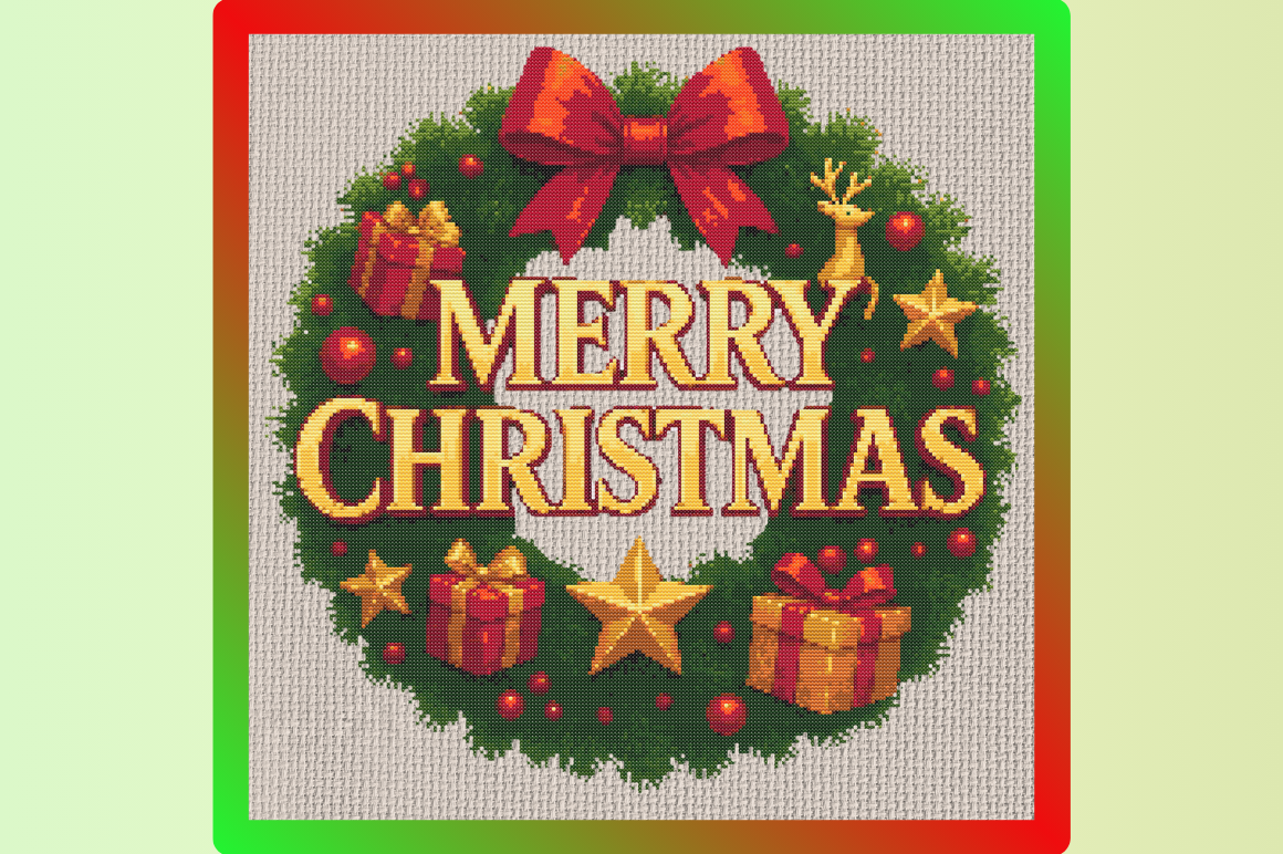 Festive Christmas Wreath Pattern