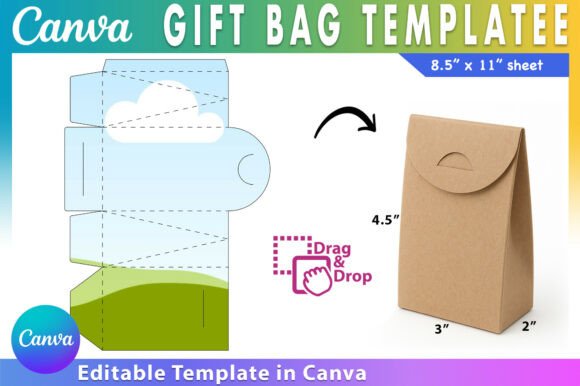 Gift Bag Template Svg, Canva Gift Bag