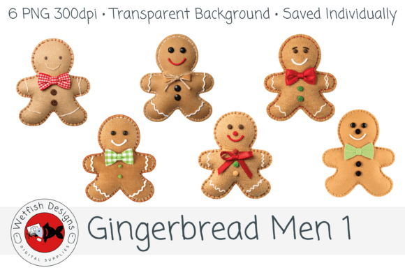 Gingerbread Men 1 – 6 PNG Clipart