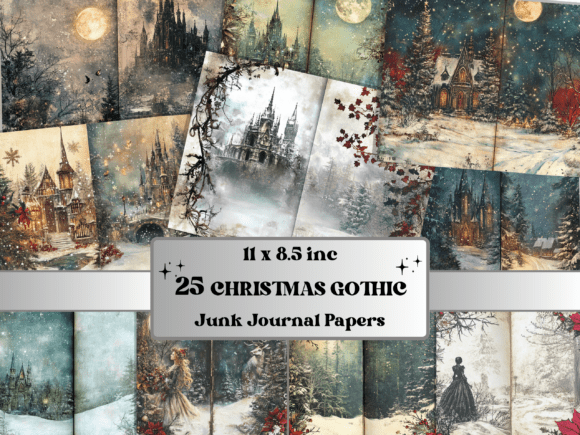 Gothic Christmas Junk Journal Paper