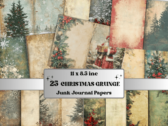 Grunge Christmas Junk Journal Paper
