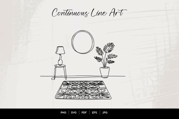 Interior Room Line Art Illustration