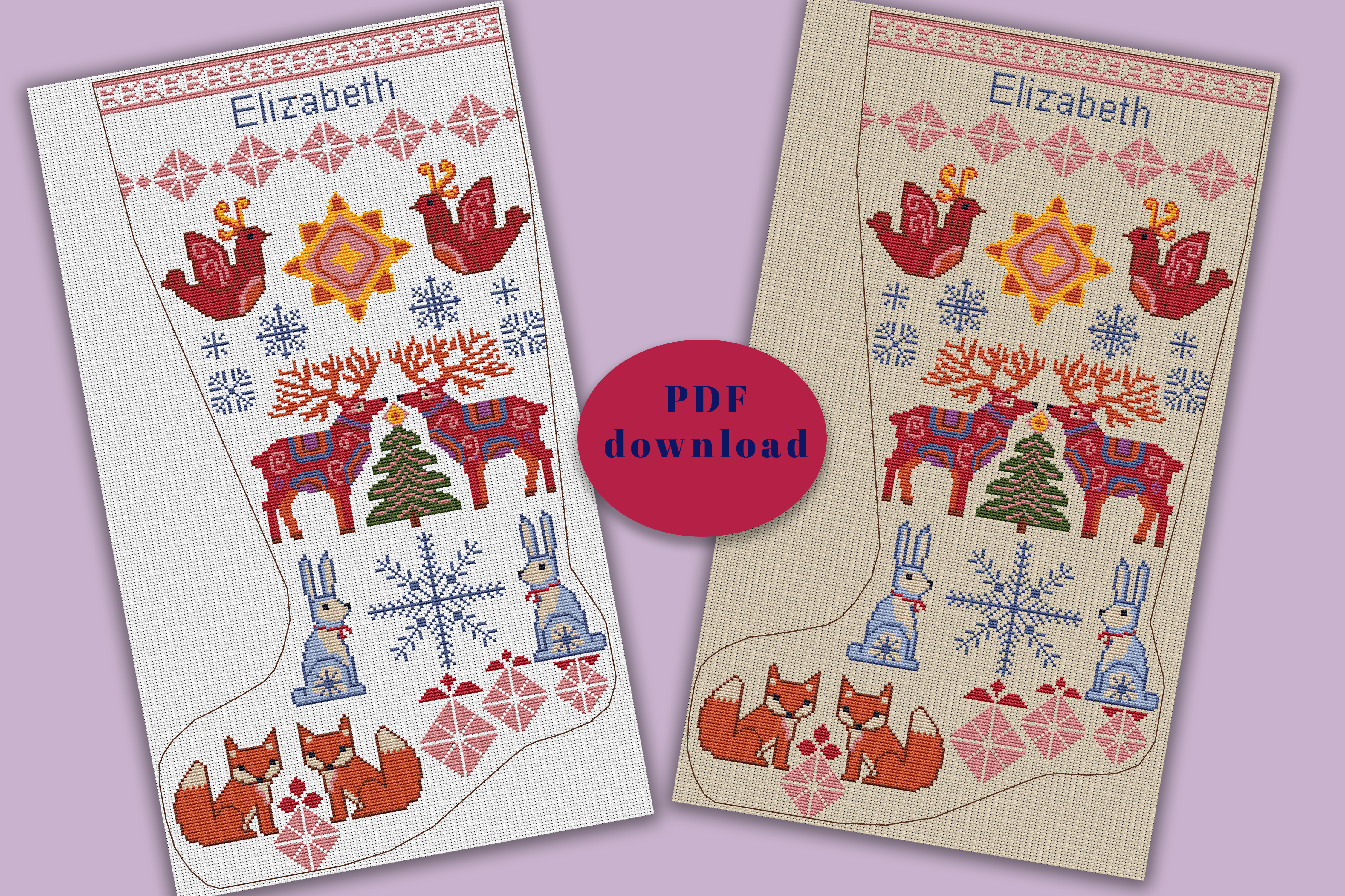 Nordic Christmas Stocking Cross Stitch