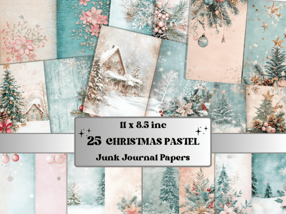 Pastel Christmas Junk Journal Paper