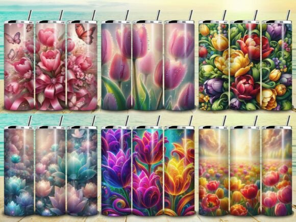 Tulip Flowers Tumbler Wrap - 6 Designs