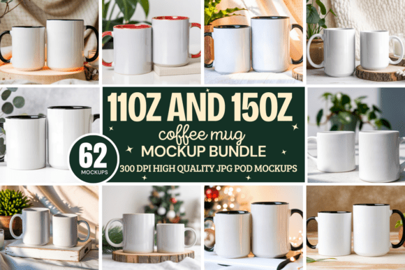 11oz and 15oz Coffee Mug Mockup Bundle Gráfico Mockups de Productos Por Styled Stock Mock