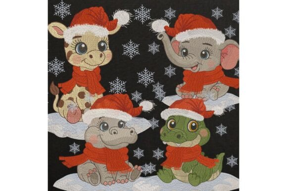 Baby Christmas Animals Black