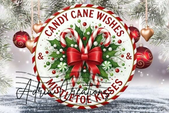 Candy Cane Christmas Ornament, Door Sign