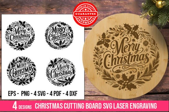 Christmas Cutting Board SVG Laser Engrav