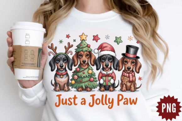 Christmas Dachshund Dog Lover Jolly Paw Graphic T-shirt Designs By JR Design