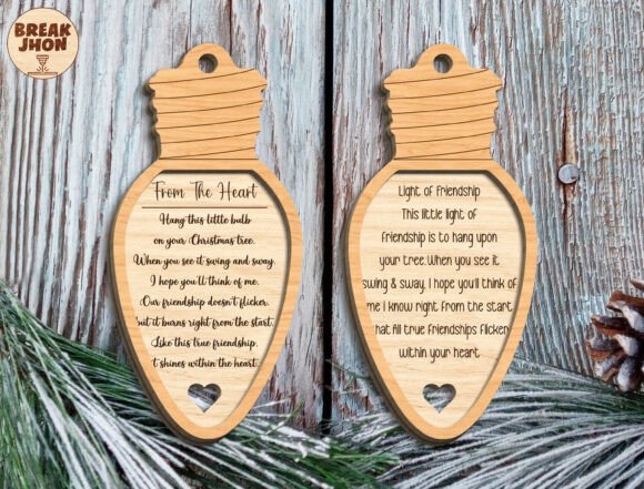 Christmas Light Bulb Ornament Svg laser cut file