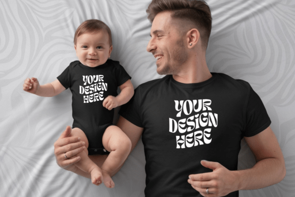 Daddy and Me Family T-Shirt Mockup Graphic Product Mockups By Styled Stock Mock