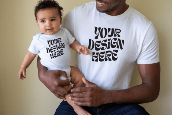 Daddy and Me Family T-Shirt Mockup Grafica Modelli di Prodotti Di Styled Stock Mock
