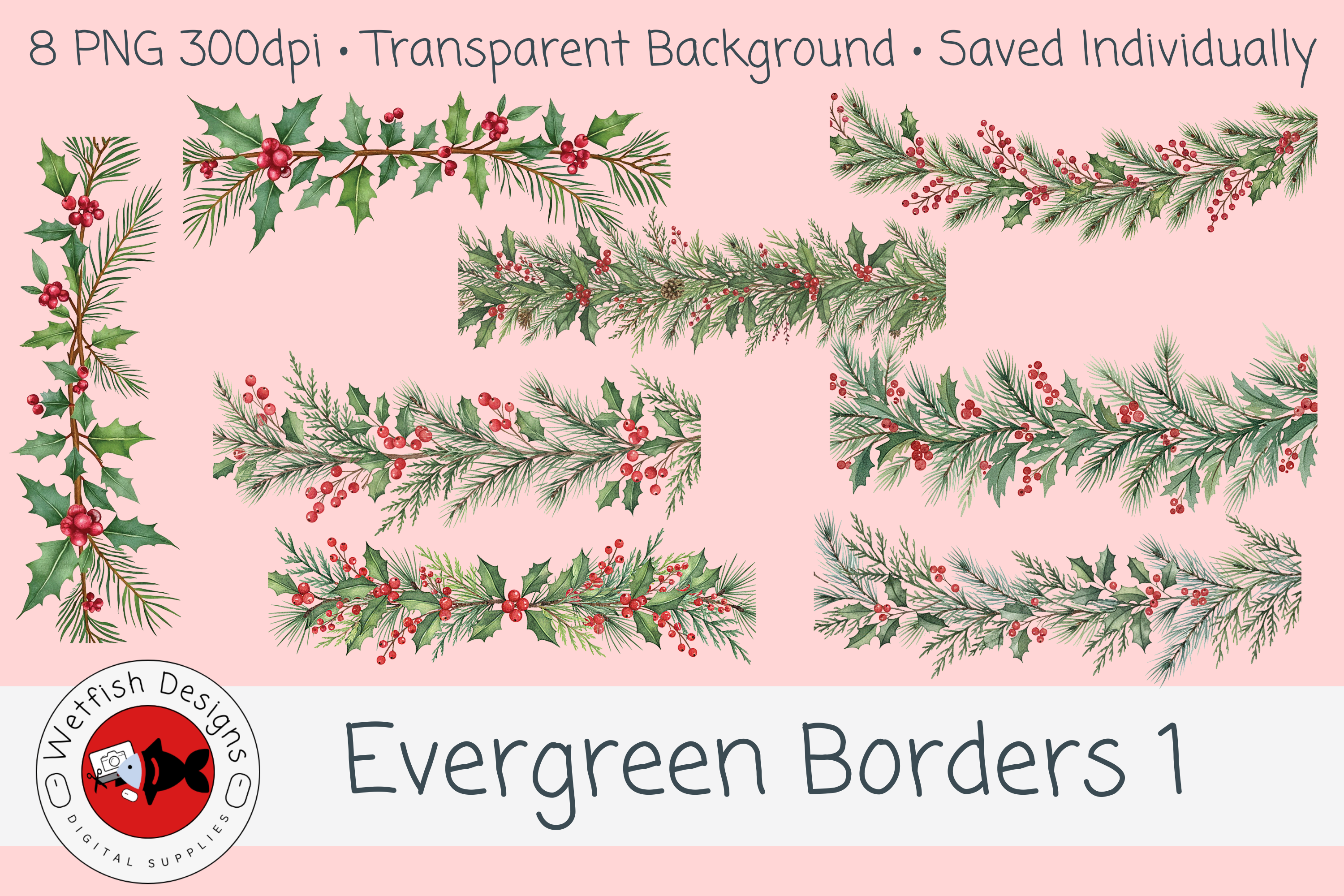 Evergreen Borders 1 – 8 PNG Clipart