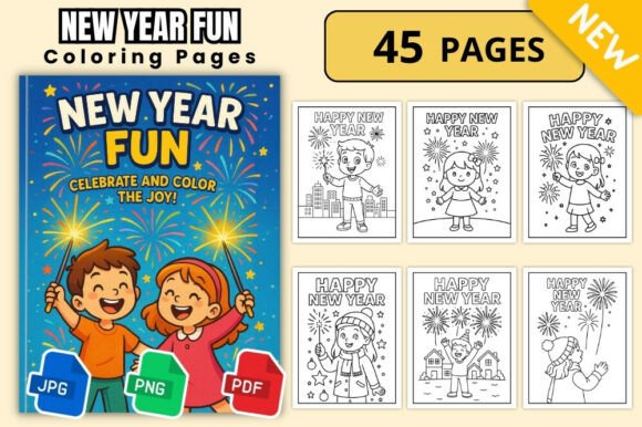 New Year Fun Coloring Pages