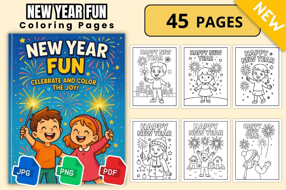 New Year Fun Coloring Pages