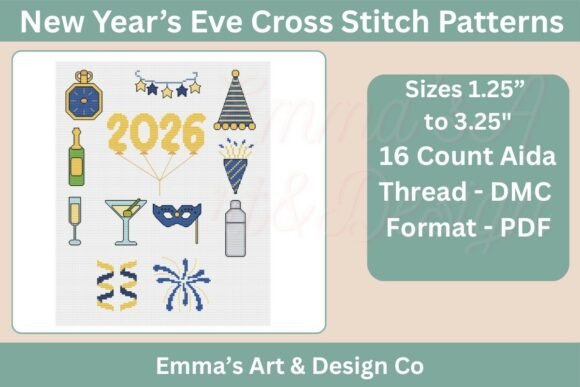 New Year’s Eve 2026 Cross-Stitch Pattern