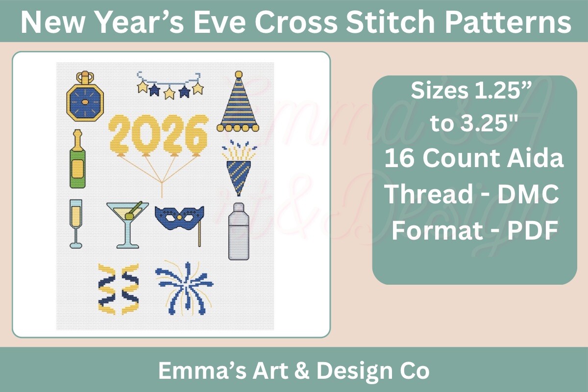 New Year’s Eve 2026 Cross-Stitch Pattern
