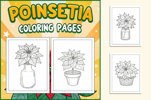 Poinsettia Coloring Pages for Kids